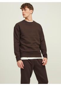Jack & Jones JACK & JONES Herren Sweatshirt "JJESTAR BASIC SWEAT CREW NECK NOOS", braun, modisch, Gr. S, unifarben, angeraute Sweatware, Obermaterial: 70%