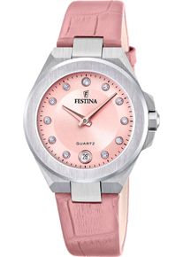 Festina Damen Quarzuhr "Mademoiselle", rosa, Armbanduhren, Armbanduhr, Damenuhr, Edelstahlarmband, analog, Tag, Zirkonia (synth.)