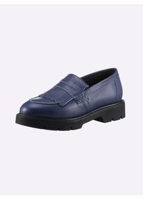 Heine Damen Slipper, Gr. 40, blau, Leder, Glattleder, modisch, Schuhe