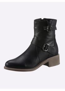 Heine Damen Stiefelette, Gr. 38, schwarz, Leder, Veloursleder, Veloursleder, modisch, Schuhe