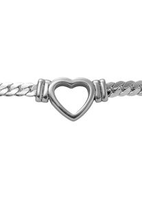 Firetti Damen Kette mit Anhänger "Schmuck Geschenk Edelstahl Halsschmuck Halskette Panzerkette Herz", Edelstahl, L: 45cm B: 5mm, silber, Edelstahl,