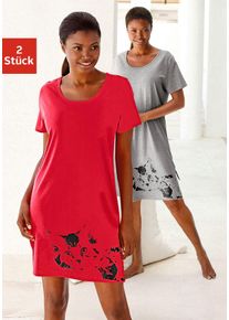Vivance Dreams Damen Nachthemd, Gr. 36, rot, Jersey, Obermaterial: 100% Baumwolle. Obermaterial 2: 90% Baumwolle, 10% Polyester, unifarben, meliert,
