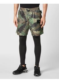 Plein Sport Herren Sporthose "Camouflage"0221, schwarz, multicolorot, Gr. L, Obermaterial: 90% Polyester, 10% Elasthan, Hosen