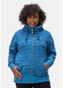 Ragwear Damen Sweatjacke "Neska Print Zip Plus", blau, casual, Gr. 48, Sweatware, Obermaterial: 70% Baumwolle, 30% Polyester, Sweatjacken, Cooler