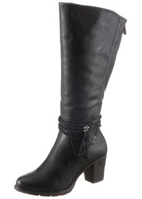 Rieker Damen Stiefel, Gr. 38, schwarz, Lederimitat, unifarben, klassisch, Schuhe, Langschaftstiefel, mit Zierbänder, XL-Schaft