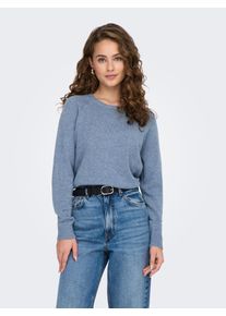 Only Damen Strickpullover "ONLLESLY KINGS L/S PULLOVER KNT NOOS", blau, modisch, Gr. XS, meliert, Strick, Obermaterial: 50% Viskose, 27% Nylon, 23%