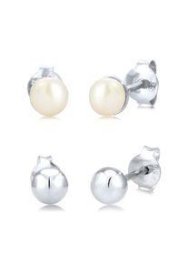 Elli Damen Perlenohrringe "Ohrstecker Kugel Süßwasserzuchtperlen Weiß 925 Sterling Silber", OneSize, ohne Stein, Silber 925 (Sterlingsilber), silber,