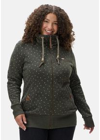 Ragwear Damen Kapuzensweatjacke "Rylie Print Zip Plus", grün, sportlich, Gr. 44, 70% Baumwolle, 30% Polyester, Sweatjacken, modischer Damen