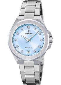 Festina Damen Quarzuhr "Mademoiselle", silber, Armbanduhren, Armbanduhr, Damenuhr, Edelstahlarmband, analog, Tag, Zirkonia (synth.)