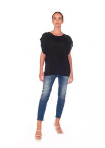 Damen T-Shirt "MUFLIER", schwarz, Gr. S, Le Temps Des Cerises, 100% Leinen, Shirts, im klassischen Design