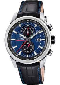 Festina Herren Chronograph "Timeless Chronograph", schwarz, Armbanduhren, Quarzuhr, Armbanduhr, Herrenuhr, Lederarmband, analog, Tag
