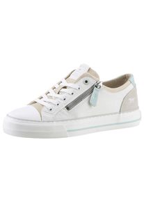 Mustang Shoes Damen Sneaker, Gr. 38, weiß, Lederimitat, Textil, casual, Schuhe, mit seitlichem Reißverschluss, Freizeitschuh, Halbschuh, Schnürschuh