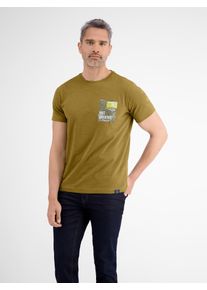 Lerros Herren T-Shirt "Lerros O-Neck T-Shirt, Brustprint", braun, Gr. M, 100% Baumwolle, Shirts