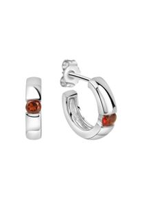JAMELLI Damen Paar Creolen "Silber 925 rhodiniert mit echtem Granat", ONE-SIZE, Silber 925 (Sterlingsilber), silber, Silber 925 (Sterlingsilber),