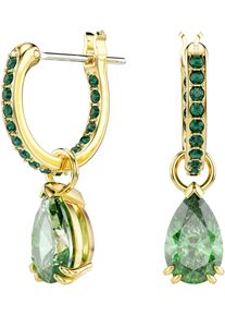 Swarovski Damen Paar Creolen "Stilla Pear Drop, 5636716, 5723564, 5723566", Metall, grün, Metall, Ohrringe, mit Swarovski Kristall - Einhänger