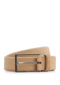 BOSS Damen Ledergürtel "Calindo", beige, elegant, Gr. 100, unifarben, Leder, Gürtel, aus Veloursleder mit Logo-Schliesse aus Metall