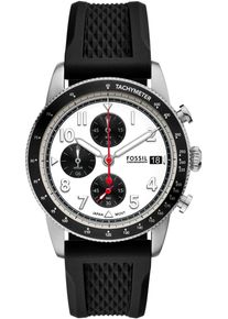 Fossil Herren Chronograph "SPORT TOURER", schwarz, Armbanduhren, Quarzuhr, Armbanduhr, Herrenuhr, Lederarmband, analog, Tag