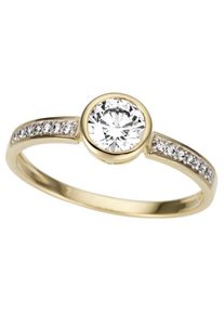 Firetti Damen Solitärring "Schmuck Geschenk Gold 333 Damenring Verlobungsring Goldring Solitär", 16, Gelbgold 333, 1,5mm, gelb, Gelbgold 333,