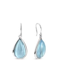 JAMELLI Damen Paar Ohrhänger "Silber 925 rhodiniert 34mm lang mit blauen Quarzen (beh.)", ONE-SIZE, 24,21 ct, Silber 925 (Sterlingsilber), weiß,