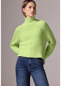 Damen Strickpullover, grün, casual, Gr. 40, STREET ONE STUDIO, unifarben, Web, 60% Baumwolle, 40% Polyacryl, Pullover, im soften Baumwoll-Mix