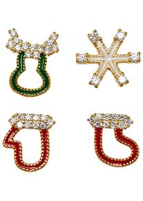 Firetti Damen Ohrstecker-Set "Multipack Schmuck Silber 925 Rentier, Eiskristall, Handschuh, Stiefel", Silber 925 (Sterlingsilber), bunt, Silber 925