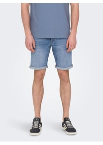 Only & Sons ONLY & SONS Herren Shorts "ONSPLY MBD 8772 TAI DNM SHORTS NOOS", blau, Basic, Gr. XXL, unifarben, Denim/Jeans, Obermaterial: 98% Baumwolle, 2%