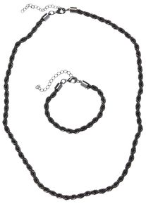 Urban Classics Damen Edelstahlkette "Urban Classics Damen Charon Intertwine Necklace And Bracelet Set", one size, Eisen, grau, Eisen, Halsketten