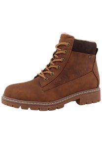 Tom Tailor Damen Winterboots, Gr. 41, braun, Lederimitat, unifarben mit Farbeinsatz, modisch, Schuhe, Blockabsatz, Winterstiefelette, Schnürboots mit