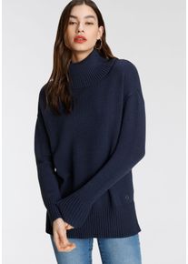 Tamaris Damen Rollkragenpullover, blau, casual, Gr. 32, meliert, Strick, Obermaterial: 50% Viskose, 26% Polyamid, 24% Polyester, Pullover, mit