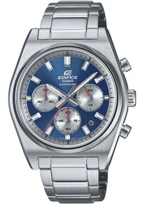 CASIO EDIFICE Herren Chronograph, silber, Armbanduhren, Quarzuhr, Armbanduhr, Herrenuhr,Edelstahlband,Saphirglas,Stoppfunktion