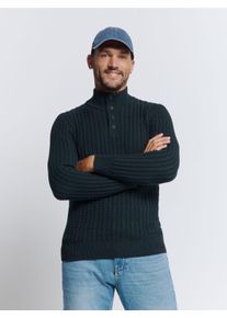 NO EXCESS Herren Rollkragenpullover "NO EXCESS Jacquard-Pullover mit Halbknopfleiste", blau, Gr. XL, 95% Baumwolle, 5% Polyester, Pullover