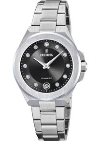 Festina Damen Quarzuhr "Mademoiselle", silber, Armbanduhren, Armbanduhr, Damenuhr, Edelstahlarmband, analog, Tag, Zirkonia (synth.)