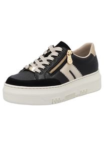Rieker Damen Plateausneaker, Gr. 38, beige, Leder, Lederimitat, kontrastfarbene Details, casual, Schuhe, Schnürschuh, Halbschuh, Freizeitschuh mit