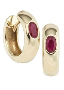 Jobo Damen Paar Creolen "Ohrringe mit Rubin 15 mm", Gelbgold 585, gelb, Gelbgold 585, Ohrringe, 585 Gold