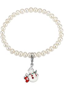 ADRIANA Damen Perlenarmband "Schmuck Geschenk Silber 925 Armband La Maddalena Schneemann, L38", Silber 925 (Sterlingsilber)-Nylon-Perlen, weiß,