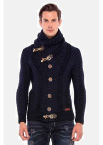 Cipo & Baxx CIPO & BAXX Herren Cardigan "Strickjacke", blau, casual, Gr. XL, unifarben, 100% Polyacryl, Strickjacken, mit Knopfleiste, CP215