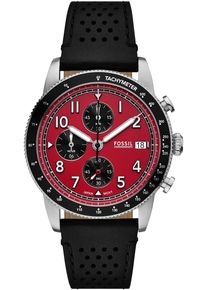 Fossil Herren Chronograph "SPORT TOURER", schwarz, Armbanduhren, Quarzuhr, Armbanduhr, Herrenuhr, Lederarmband, analog, Tag