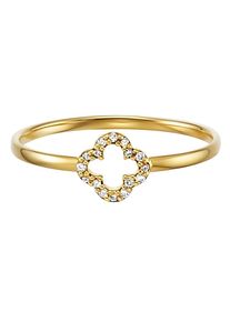 Damen Diamantring "KLEEBLATT, JJGRG0880.DI", 56, 0,05 ct SI = kleine Einschlüsse, Gelbgold 585-Diamanten, 1mm, gold, JULIE JULSEN GOLD, Gelbgold 585,