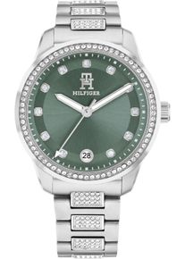Tommy Hilfiger Damen Quarzuhr "TH85 CRYSTALS", silber, Armbanduhren, Armbanduhr, Damenuhr, Edelstahlarmband, analog, Tag, Glassteine