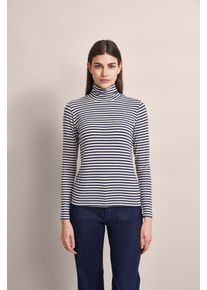 Bugatti Damen Langarmshirt, blau, casual, Gr. XS, unifarben, 67% Modal, 27% Polyester, 6% Elasthan, Shirts, mit Ringeln