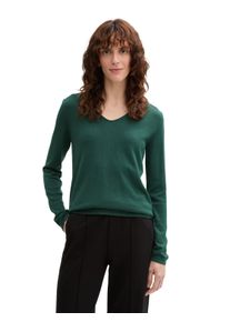 Tom Tailor Damen V-Ausschnitt-Pullover, grün, casual, Gr. M, unifarben, Strick, Obermaterial: 60% Baumwolle, 40% Viskose, Pullover