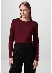 Damen Langarmshirt, rot, casual, Gr. 44, STREET ONE STUDIO, unifarben, Web, Stoff, 48% Baumwolle, 47% Modal, 5% Elasthan, Shirts, im soften