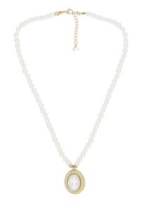Damen Kette mit Anhänger "Timeless Pearl", gold, Basic, Collezione Alessandro, Metall, Halsketten, Ovaler Anhänger im Vintage-Stil