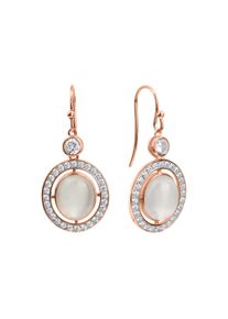 ZEEme Damen Paar Ohrhänger "Silber 925 rosé vergoldet Zirkonia Mondstein echt", ONE-SIZE, Silber 925 (Sterlingsilber), rot, Silber 925