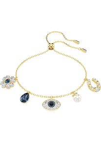 Swarovski Damen Armband "Armkette Symbolica Glücksklee Magisches Auge Hufeisen, 5692162", M, Metall-Perlen, blau, Metall, Perlen, Armbänder, mit