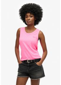 Superdry Damen Tanktop "SCOOP NECK TANK", pink, casual, Gr. S, unifarben, Jersey, Obermaterial: 60% Baumwolle, 40% Lyocell, Tops