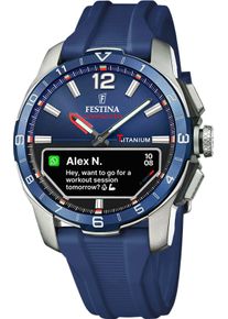 Festina Smartwatch "Connected D", blau, Smartwatches, Quarzuhr, Armbanduhr, Herrenuhr, Schrittzähler, Weltzeit, Stoppfunkt.