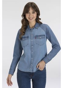 Levi's LEVI'S Damen Jeansbluse "ESSENTIAL WESTERN"practically pieced t, Basic, Gr. XS, Denim/Jeans, Obermaterial: 100% Baumwolle, Blusen, mit Brusttaschen