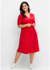 Große Größen Kleid aus leichter Viskose, in A-Linie Gr. 52 rot von sheego für Damen