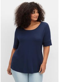 Große Größen Jerseyshirt mit abgerundetem Saum Gr. 52 blau von sheego für Damen
